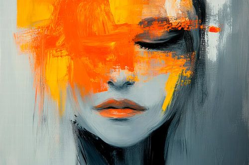 Artistic portrait of a woman in orange