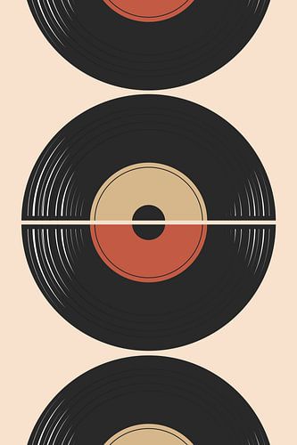 Retro Vintage Muziek Pop Art Vinyl Abstractie Geo