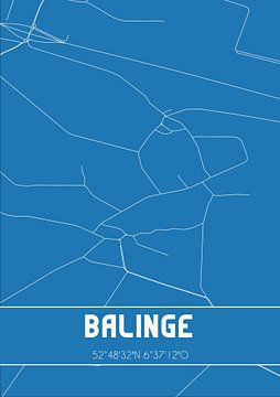 Blauwdruk | Landkaart | Balinge (Drenthe) van MijnStadsPoster