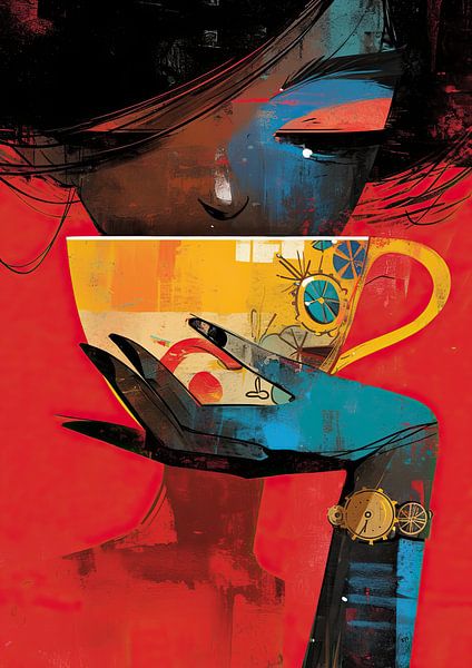 Abstract Female portrait | Timeless Brew by ARTEO Paintings