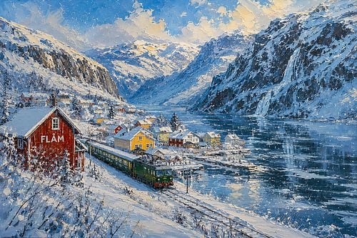 Flåm in Noorwegen schilderij.