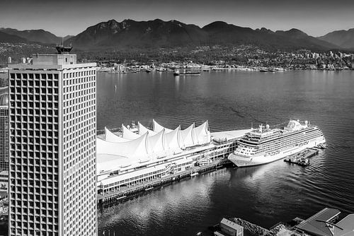 Uitzicht vanaf de Harbour Centre Tower - Monochroom