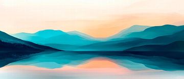 Rustig berglandschap bij zonsopgang van Poster Art Shop