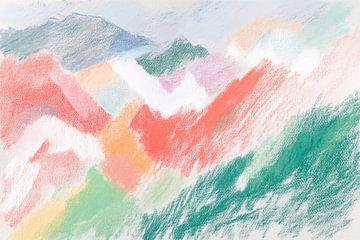Abstract kleurrijk berglandschap pastel van Imperial Art House