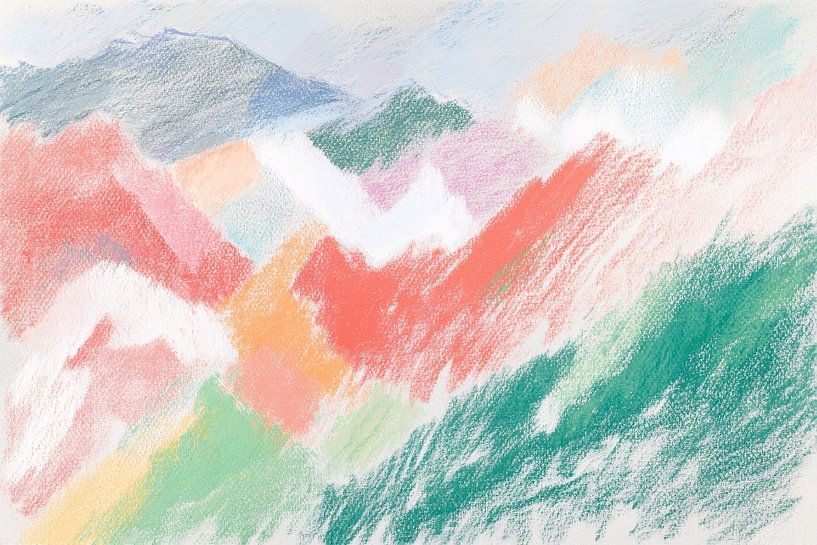 Abstract colourful mountain landscape pastel by Imperial Art House