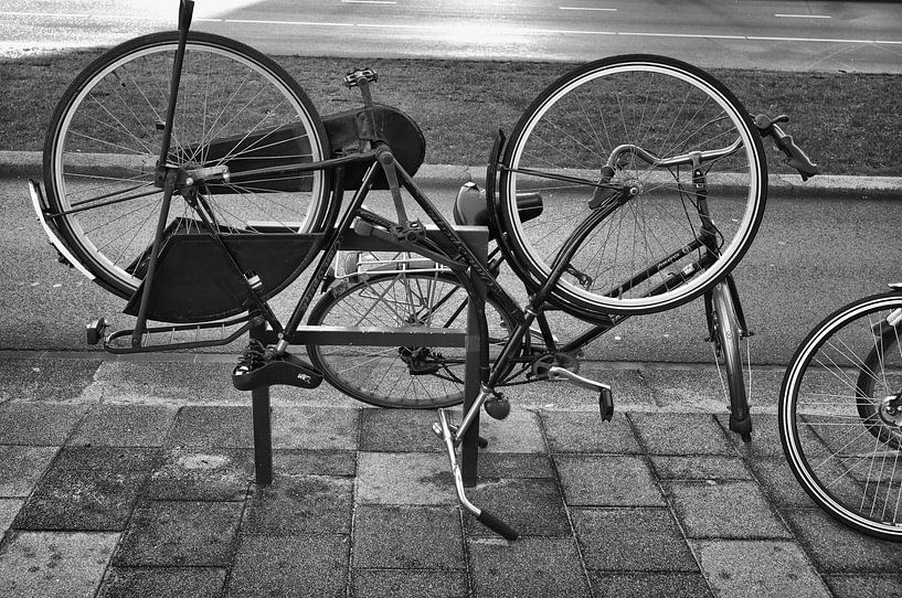 Bicycles placed upside down by Peter van Vuuren