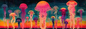 Meeresquallen | Neon Powerful Jellyfish in Blau