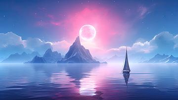 Twilight sailing trip under a Cosmic Sky by ByNoukk