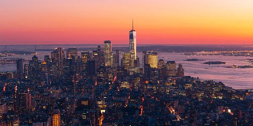 New York City sunset, panorama