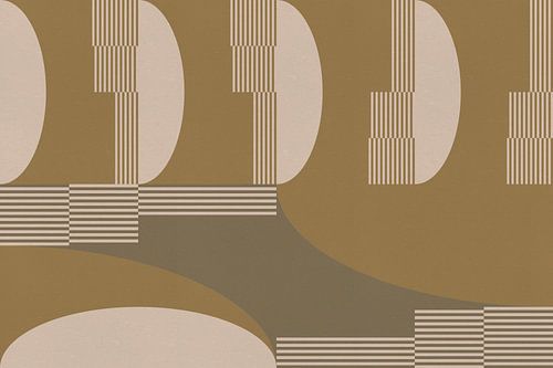 Retro architectuur. Abstracte geometrische kunst in goud, groen, beige