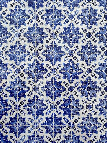 Traditional Portuguese ceramic tiles in blue and white