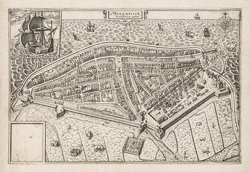 Map of Medemblik anno ca 1599, with white frame