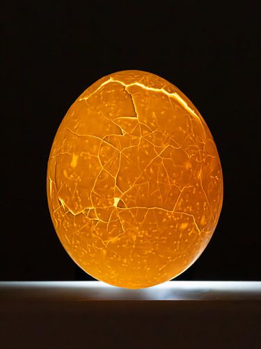 Krakelee, een fine art foto van een lichtgevend ei