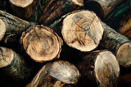 Holzstämme im Nahaufnahme – Naturtextur von Poster Art Shop