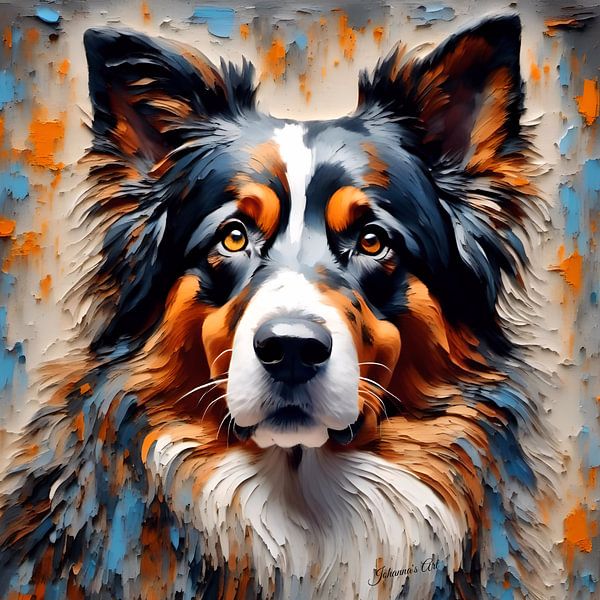 Australian Shepherd Dog Art 3| Original Artwork by Johanna's Art Creations by Johannas Art Creations