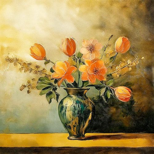 Klassiek stilleven schilderij: Vaas met bloemen