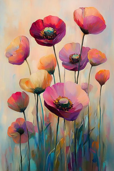 Colourful poppies | Vibrant Flower Dance by Wonderful Art