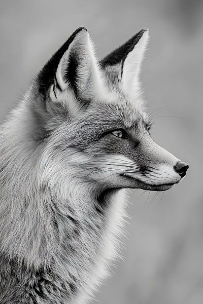 The elegance of a fox in black and white by Poster Art Shop