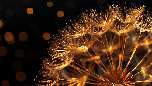 Gouden paardenbloem closeup panorama