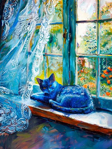 Cat is Sleeping on Window Ledge