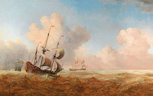 Een Engelse schip in ruw water, Willem van de Velde II.