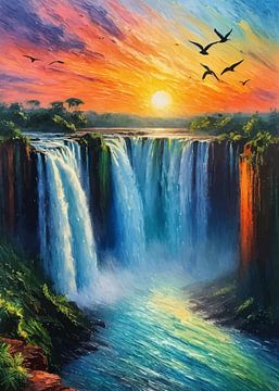 Zonsondergang bij de watervallen van Iguazu van MIROKKU