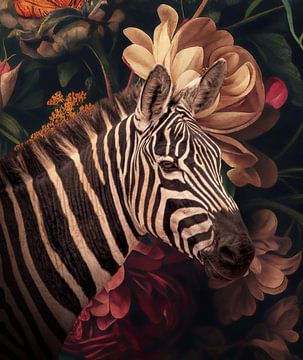 Zebra in Blumen von Marjolein van Middelkoop