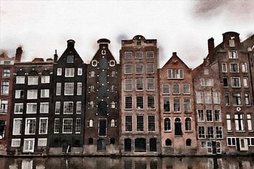 Amsterdam aquarel van Monika Strigel