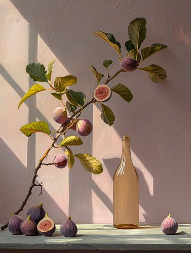 Stilleven met vijgen in zachte kleuren