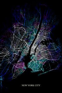 New York City Abstrait Carte sur Art By Dominic