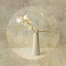 Still life with flowers. Judas medal. Japandi. by Alie Ekkelenkamp