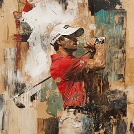 Golf schilderij | Golf spelen in abstracte stijl van OMG Art