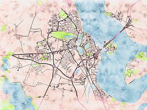 Karte von Stralsund im stil 'Soothing Spring'