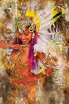 Samba queen (mixed media) van Art by Jeronimo