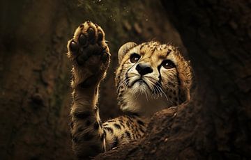 Cheetah in het wild van fernlichtsicht