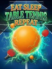 Essen, Schlafen, Tischtennis, Wiederholen Vintage Retro Bootleg Poster von Art Bloom