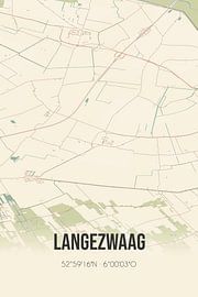 Alte Karte von Langezwaag (Fryslan)