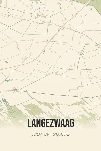 Vintage map of Langezwaag (Fryslan) by Prints of Place