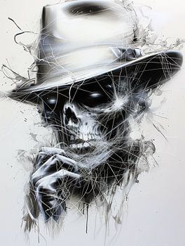 Skull met hoed modern en abstract