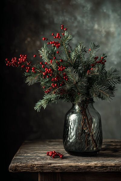 Baies rouges d'hiver en verre n° 2 par Studio BB