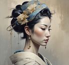 Portrait geisha woman minimalism. by J.a Dijkstra thumbnail
