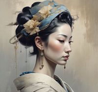 Portret geisha vrouw minimalisme.