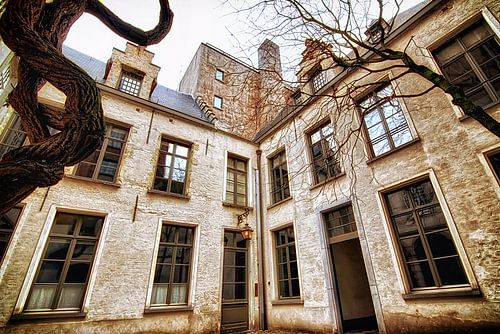 Antwerpen mooie binnenplaats - monochroom