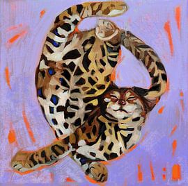 Lila Rust: Modernes Porträt einer schlafenden Katze von ATELIER KAMILA M