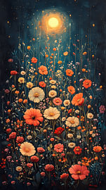 Daydreaming in the moonlight: a magical cosmos flower field by Dave Schloffi