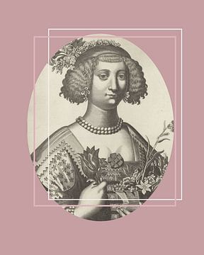 De prinses | Klassieke illustratie in modern jasje | Oud roze | Dame royalty