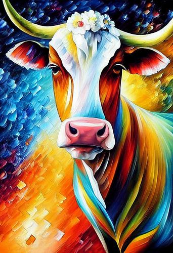 Colorful Portrait of a Cow