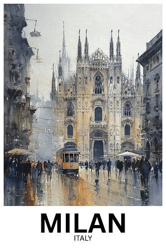 Reflections of the Duomo | Milan Italy Watercolor Cathedral Wall Art