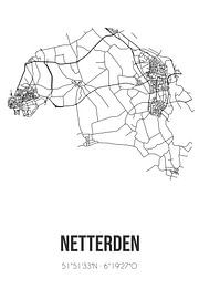 Netterden (Gueldre) | Carte | Noir et blanc sur Affiches de lieux