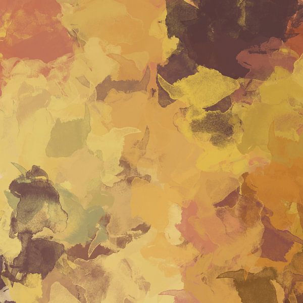 Modern abstract organic shapes in  warm retro colors. Blossom. by Dina Dankers